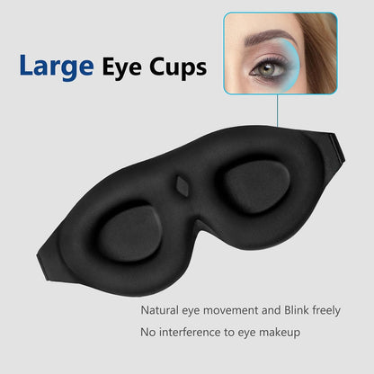 Sleep Mask Memory Foam Contoured Eye Cups for Women and Men, Soft 3D Blackout Eye Mask for Sleeping No Pressure on Eyelids and Eyelashes Protection, Earplugs Set, Black