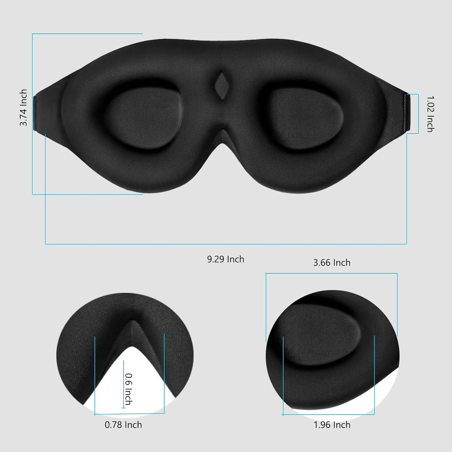 Sleep Mask Memory Foam Contoured Eye Cups for Women and Men, Soft 3D Blackout Eye Mask for Sleeping No Pressure on Eyelids and Eyelashes Protection, Earplugs Set, Black