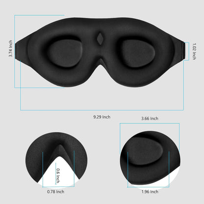 Sleep Mask Memory Foam Contoured Eye Cups for Women and Men, Soft 3D Blackout Eye Mask for Sleeping No Pressure on Eyelids and Eyelashes Protection, Earplugs Set, Black