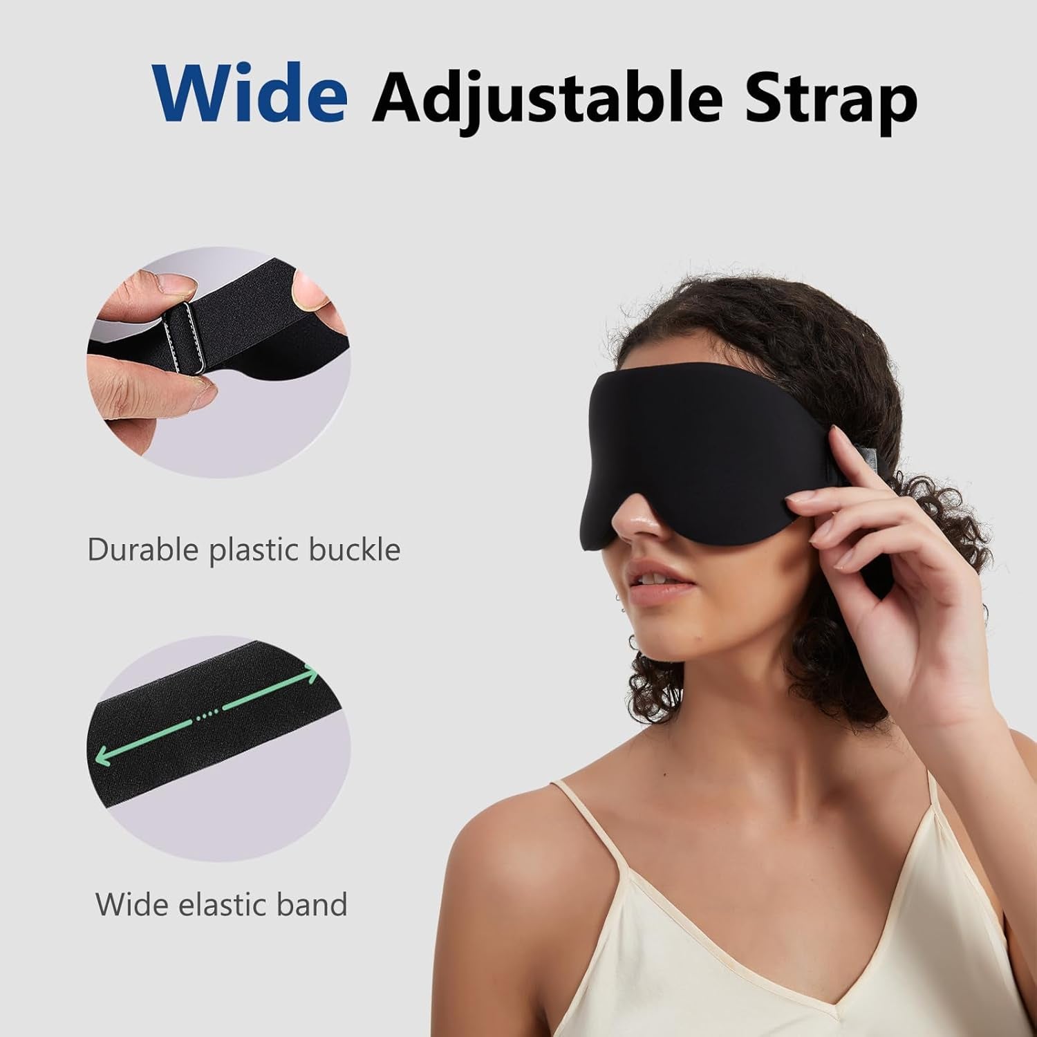 Sleep Mask Memory Foam Contoured Eye Cups for Women and Men, Soft 3D Blackout Eye Mask for Sleeping No Pressure on Eyelids and Eyelashes Protection, Earplugs Set, Black