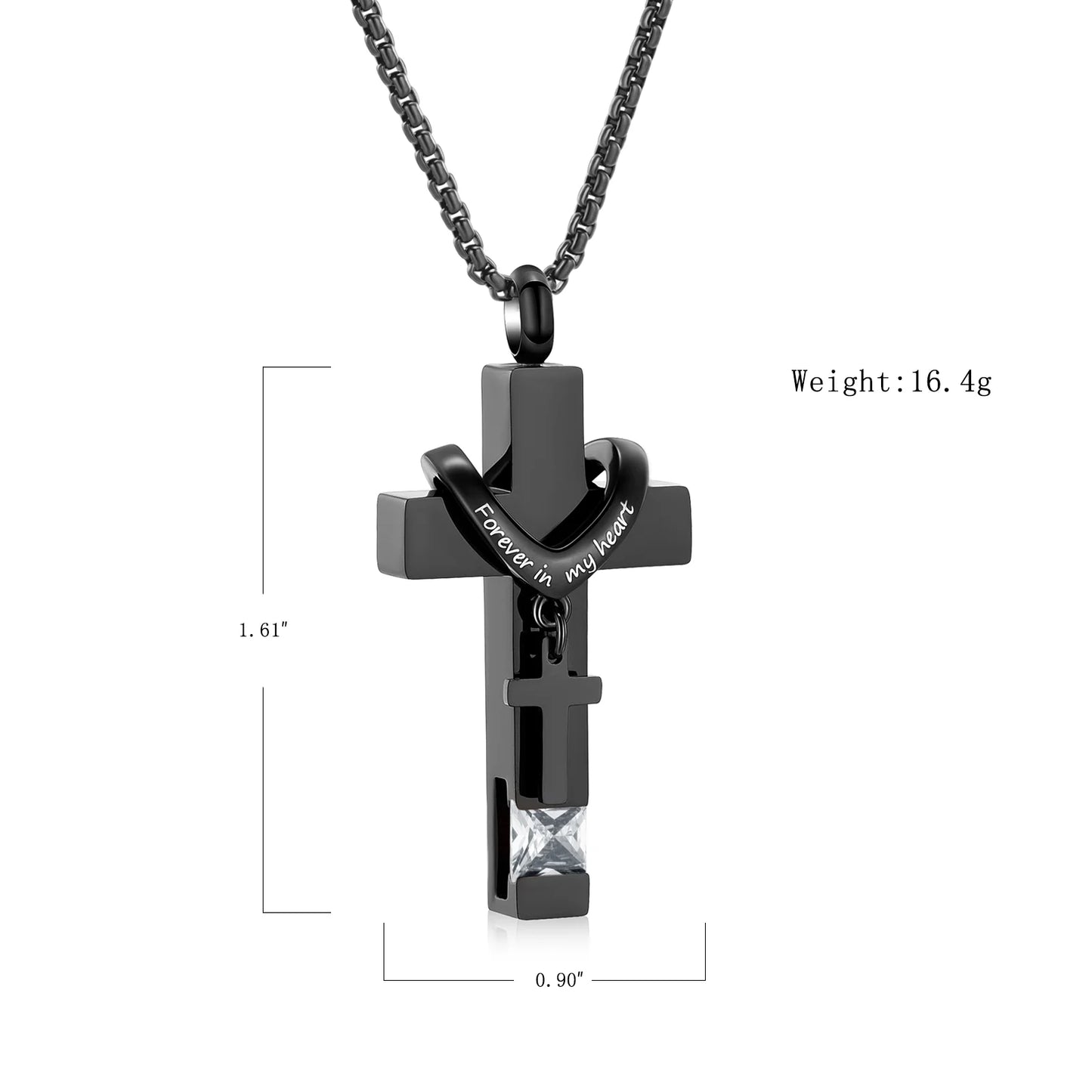 Men Women Crucifixion Cross with Birthstone Necklace Urns for Cremation Ashes Holder Keepsake Pendant Memorial Jewelry